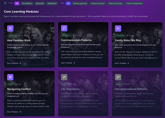 Family Dynamics Dive In modules