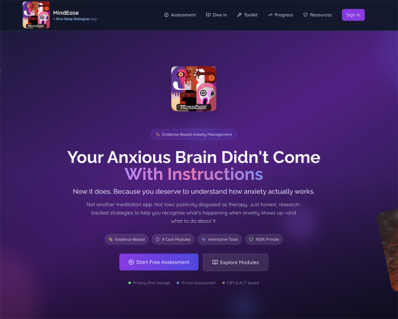 MindEase App Main Page